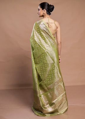 Green Tissue Silk Saree With Blouse Piece