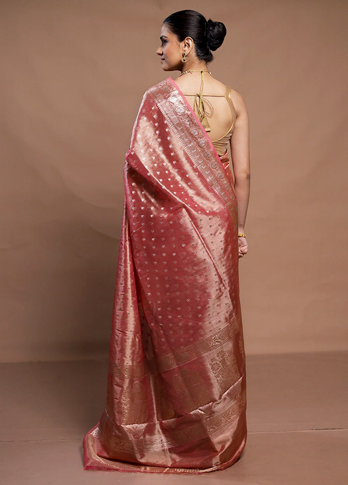 Pink Tissue Silk Saree With Blouse Piece