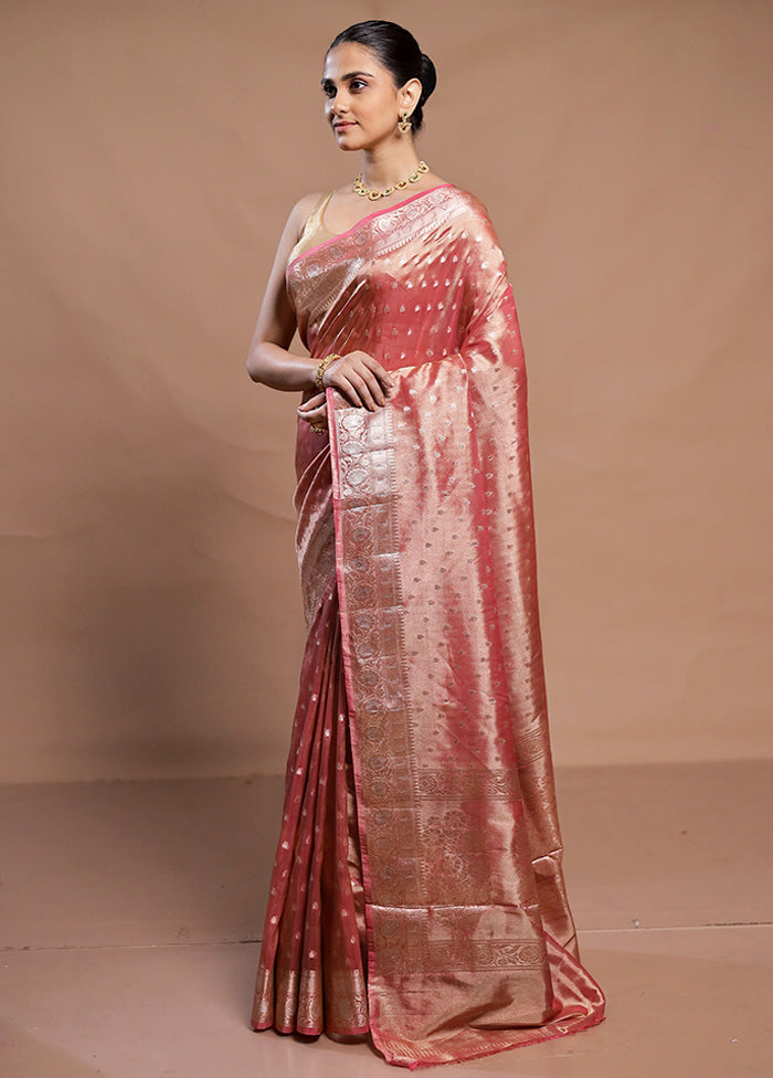 Pink Tissue Silk Saree With Blouse Piece