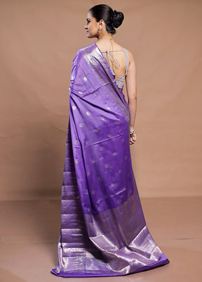 Purple Dupion Silk Saree With Blouse Piece