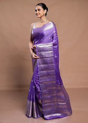 Purple Dupion Silk Saree With Blouse Piece