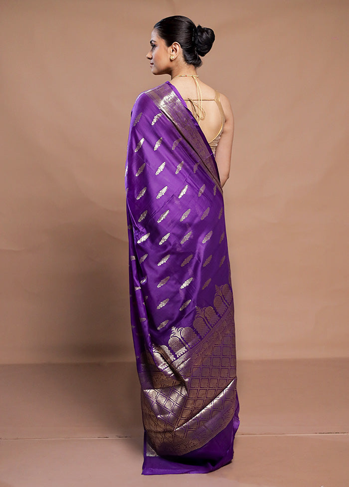 Purple Dupion Silk Saree With Blouse Piece