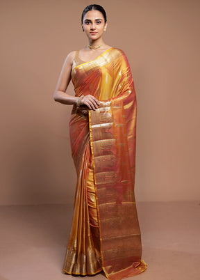 Mustard Dupion Silk Saree With Blouse Piece