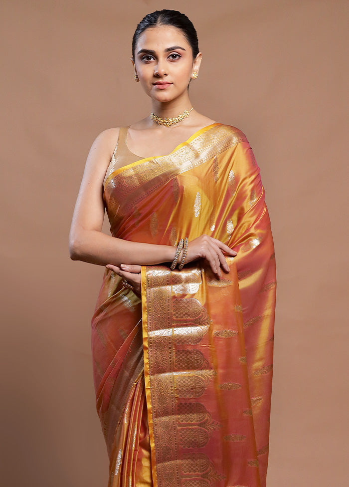 Mustard Dupion Silk Saree With Blouse Piece