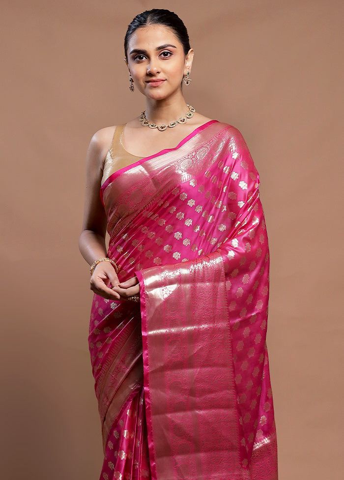 Pink Dupion Silk Saree With Blouse Piece