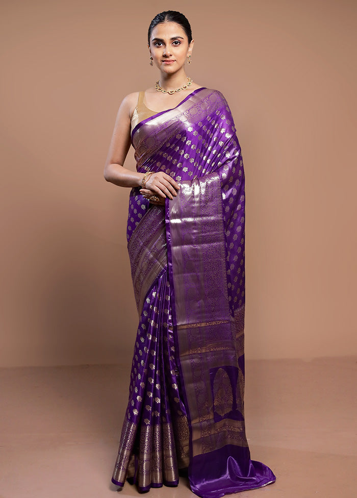 Purple Dupion Silk Saree With Blouse Piece