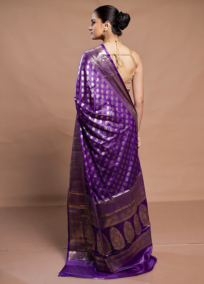 Purple Dupion Silk Saree With Blouse Piece