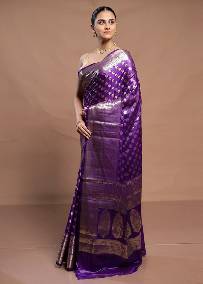 Purple Dupion Silk Saree With Blouse Piece