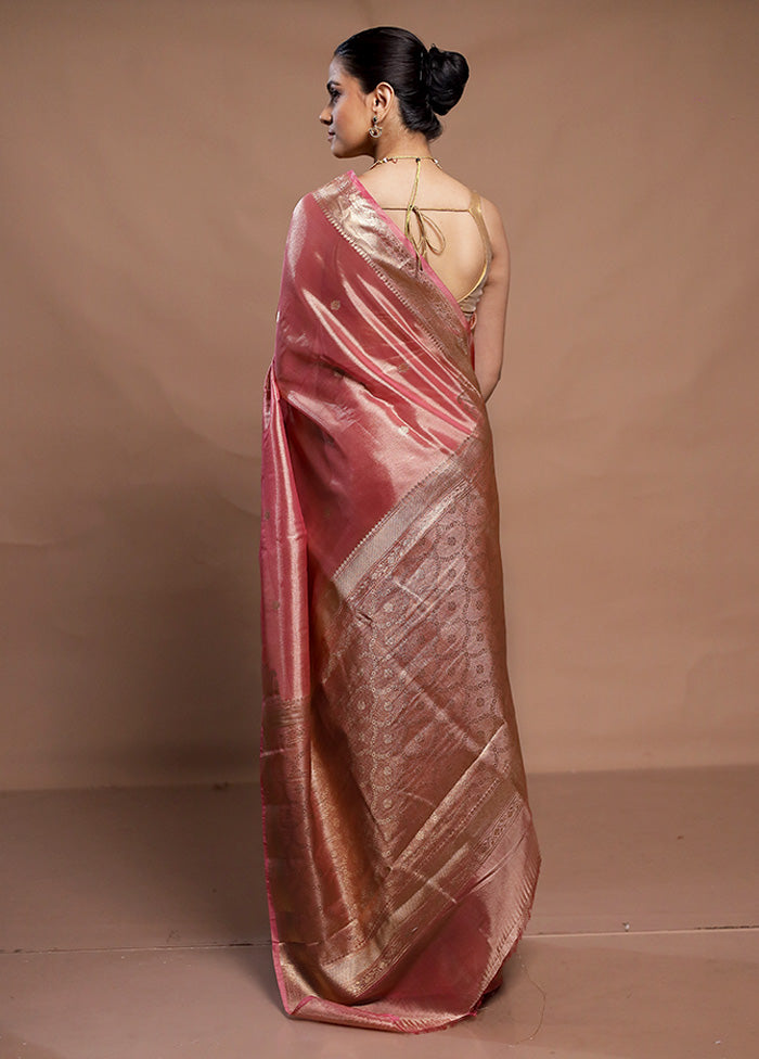 Pink Tissue Silk Saree With Blouse Piece