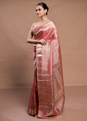 Pink Tissue Silk Saree With Blouse Piece