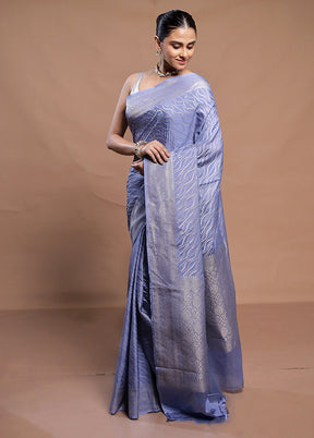 Blue Georgette Saree With Blouse Piece