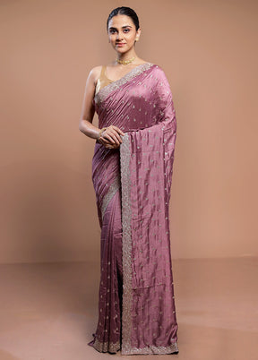 Purple Tussar Silk Saree With Blouse Piece