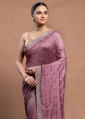 Purple Tussar Silk Saree With Blouse Piece