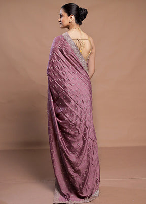 Purple Tussar Silk Saree With Blouse Piece