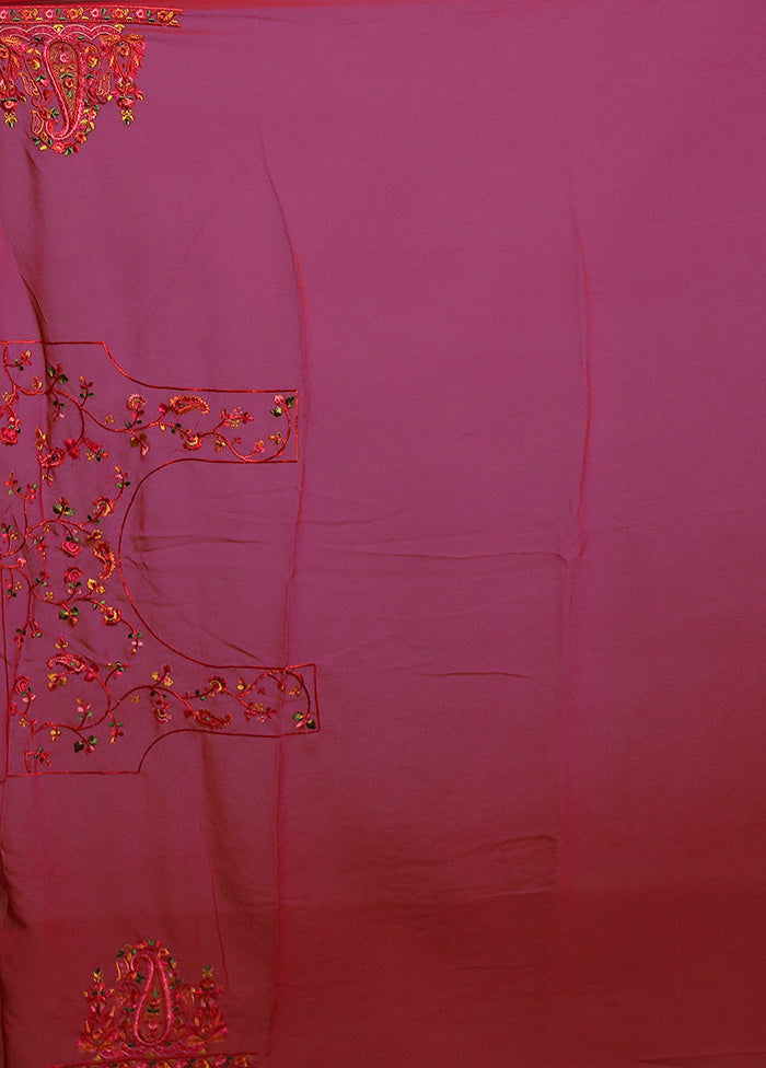 Pink Chiffon Silk Saree With Blouse Piece