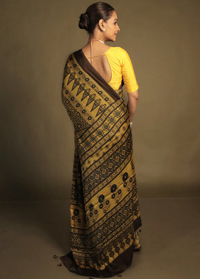 Yellow Pure Modal Silk Saree Without Blouse Piece