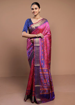 Pink Dupion Silk Saree With Blouse Piece