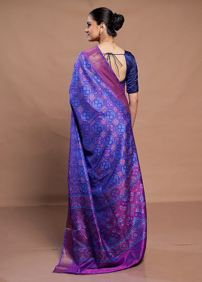 Blue Dupion Silk Saree With Blouse Piece