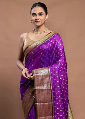 Purple Dupion Silk Saree With Blouse Piece