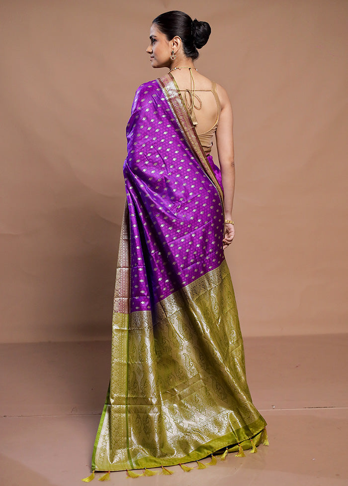 Purple Dupion Silk Saree With Blouse Piece