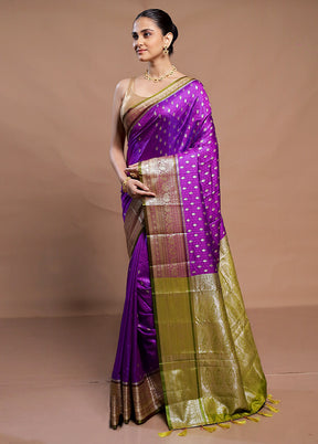 Purple Dupion Silk Saree With Blouse Piece