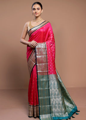 Pink Dupion Silk Saree With Blouse Piece