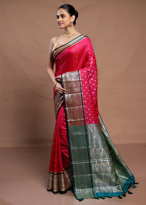 Pink Dupion Silk Saree With Blouse Piece