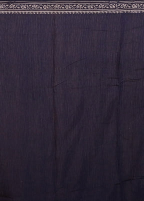 Blue Chanderi Cotton Saree With Blouse Piece