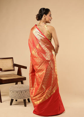 Red Kanjivaram Silk Saree With Blouse Piece