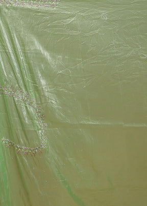Green Crushed Tissue Silk Saree With Blouse Piece