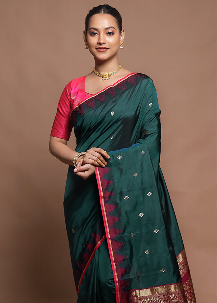 Green Kanjivaram Silk Saree With Blouse Piece
