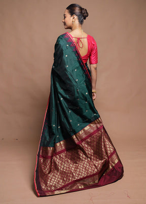 Green Kanjivaram Silk Saree With Blouse Piece