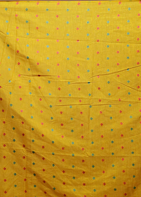Yellow Dupion Silk Saree With Blouse Piece