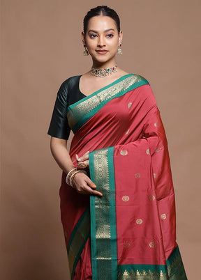 Maroon Kanjivaram Silk Saree With Blouse Piece