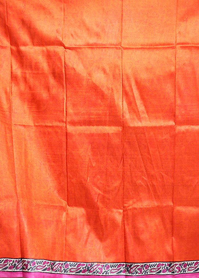 White Printed Pure Silk Saree Without Blouse Piece