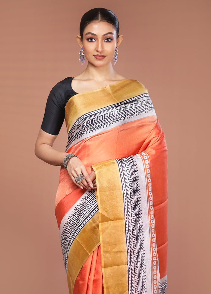 Multicolor Tussar Silk Saree With Blouse Piece