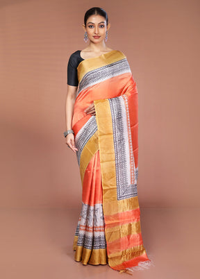 Multicolor Tussar Silk Saree With Blouse Piece