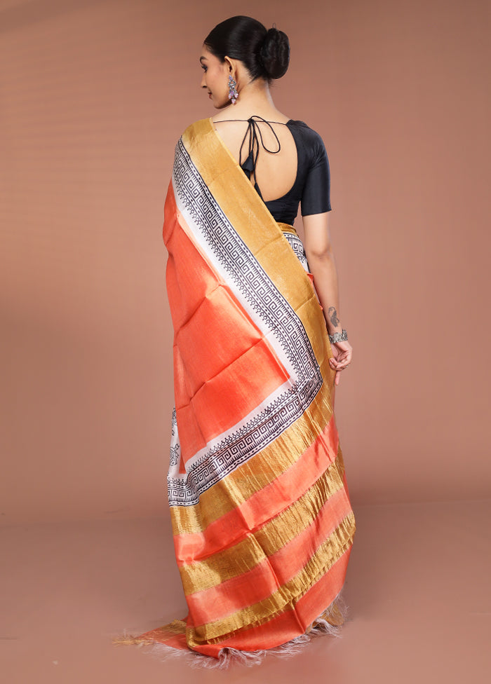 Multicolor Tussar Silk Saree With Blouse Piece