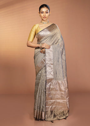 Blue Tissue Silk Saree With Blouse Piece