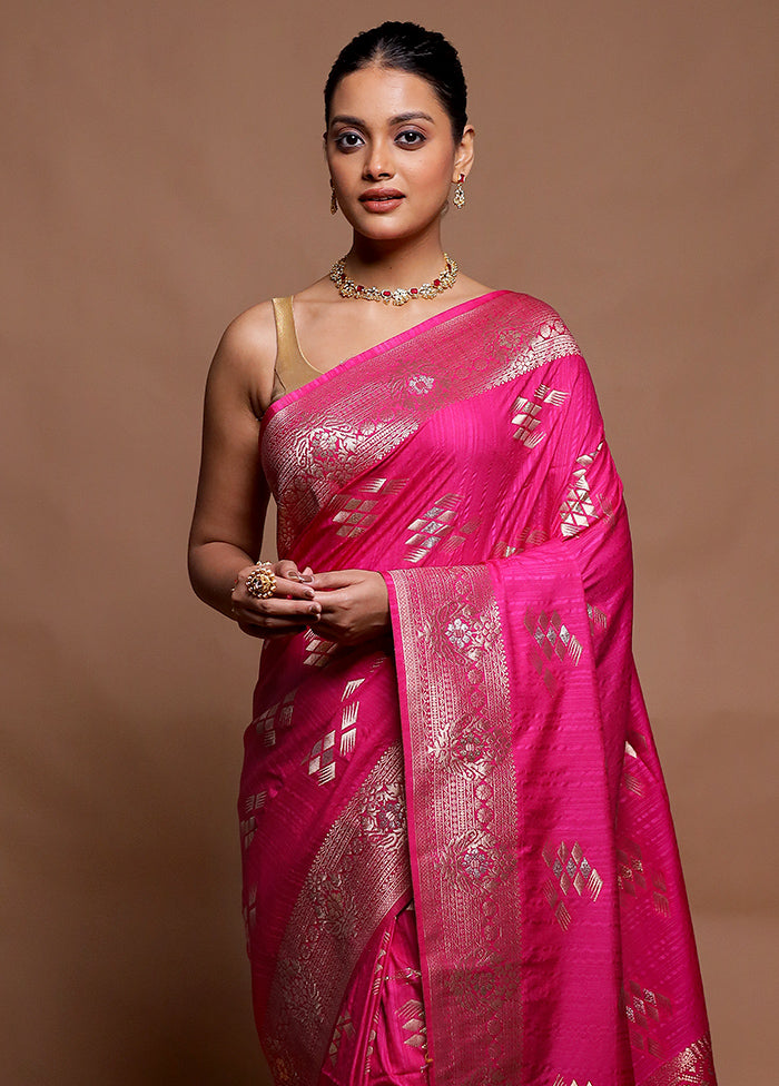 Pink Dupion Silk Saree With Blouse Piece