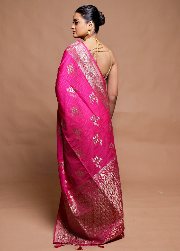 Pink Dupion Silk Saree With Blouse Piece