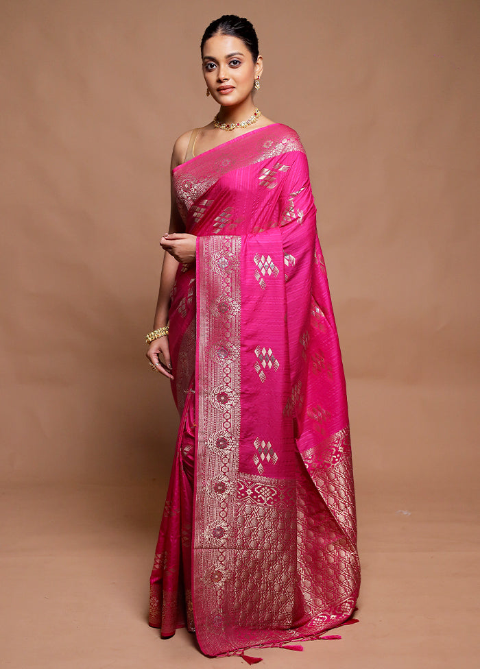 Pink Dupion Silk Saree With Blouse Piece