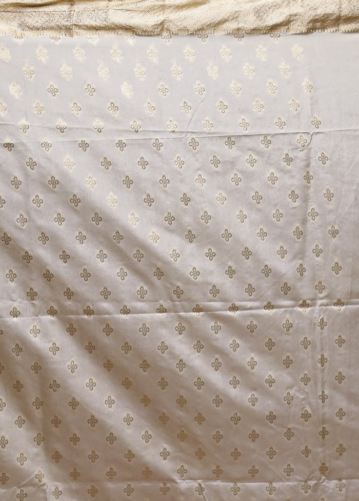 Cream Dupion Silk Saree With Blouse Piece