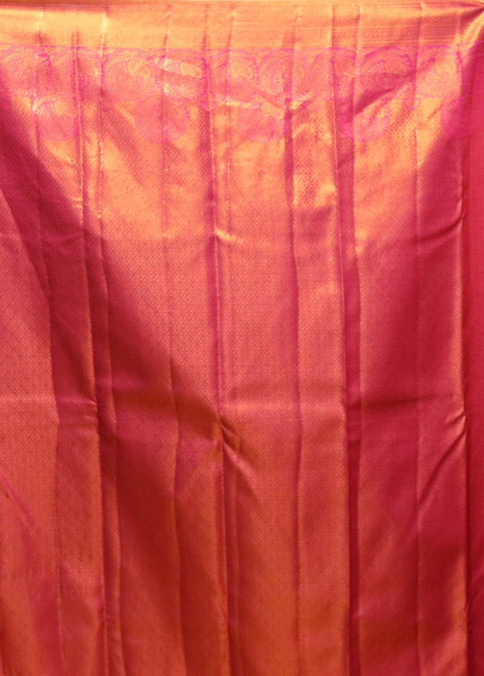 Pink Kanjivaram Silk Saree With Blouse Piece