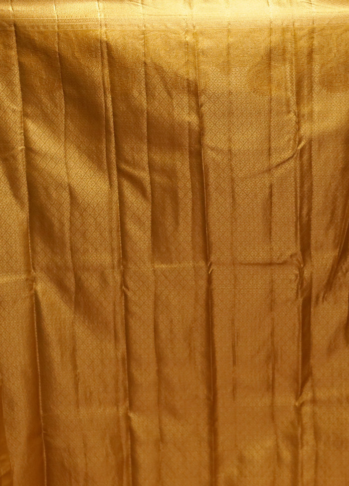 Golden Kanjivaram Silk Saree With Blouse Piece