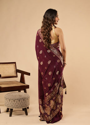 Maroon Dupion Silk Saree With Blouse Piece