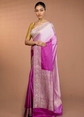 Purple Handloom Katan Pure Silk Saree With Blouse Piece