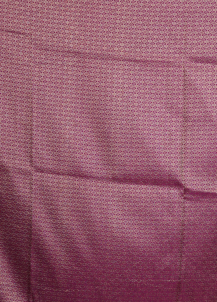 Purple Handloom Katan Pure Silk Saree With Blouse Piece