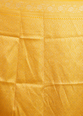 Yellow Handloom Katan Pure Silk Saree With Blouse Piece
