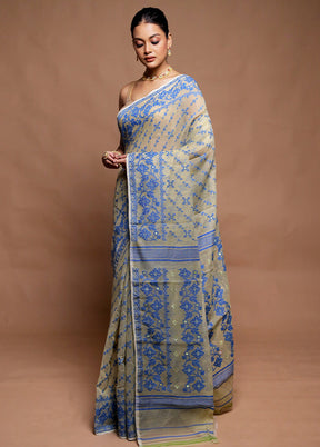 Cream Tant Jamdani Saree Without Blouse Piece